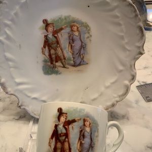 Plate and cup set victorian